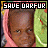 identical pixelated images showing a child in pink and green clothing with 'SAVE DARFUR' text above each frame