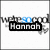 Six -aligned display variations of a pixelated 'we're so cool' text background with black text boxes containing names or words, some with small icons