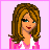 Pixelated 4-frame contact sheet animation of a cartoon woman with brown hair and pink clothing against a light pink background, displaying sequential text about God creating the land, sea, and princess.
