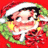 A 48x48 pixel cartoon-style icon featuring a character in Santa attire with green wreath, next to blue text reading "Made At Avatar Magic .com" on a red background.