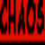 Red and black pixelated text reads 'CHAOS PANIC' above 'My work here is done!' with distorted vertical lines on the left.