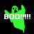Green ghost icon with 'BOO!!!!!' text, showing animation changes across on black background