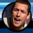 circular headshots with varied expressions, including a cartoon character, a dog, and multiple human faces, set against a blue striped background with "ADAM SANDLER .COM" text