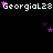 Pixelated text repeats across a black background with scattered purple stars, showing slight variations in star positions and text alignment.