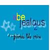 Static blue buddy icon with layered text and a faint star outline, featuring the phrase "be jealous" in mixed colors and fonts over a solid background.