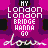 Pixelated of eight colored each displaying 'MY LONDON BRIDGE HANNA GO down' text with black square accents, arranged in three