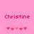 Pixelated pink background with 'Christine' text and heart symbols in two animated states.