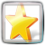 A pixelated yellow star with orange gradient edges sits centered inside a gray square frame with a subtle blue inner border.