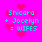 Pixelated cyan text on bright pink background with red hearts, displaying "Shicara + Jocelyn = WIFES" in four identical sections.