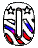 Oval-shaped icon with white background, black outline, and central gray vertical bar; stars and striped patterns change color across frames.