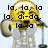 Animated emoji head sings into microphone with text overlays, seated on stool with guitar and microphone stand.