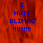 Blue pixelated text on a red background with an empty gray in the bottom right