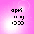Four identical display 'april baby <333' text on a pink gradient background with subtle light effects