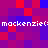 Pixelated of red and blue squares with repeated white text 'mackenzie: mackenzie:' across two horizontal bands