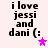 Four identical display black text 'i love jessi and dani (:' with a pink star symbol, where the star's position shifts between top-right and bottom-right across observations