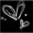 Animated sequence showing heart shapes and text messages in purple and grayscale tones with a small heart symbol.