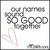 Pixelated grayscale text 'OH MY GOD' with a pink heart outline on white background, framed by gray border.