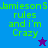 Pixelated text reads 'Jamieson S rules and i'm Crazy' over blue and purple backgrounds with a star symbol.