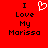 Red background with black text reading "I Love My Marissa" and a white pixelated heart symbol replacing the word "Love" in the left