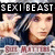 A pixelated image of a person with dark hair making a hand gesture, with text overlays reading "SEXI BEAST" and "Soul Matters" in red and white.