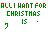 Animated sequence of green and red text forming 'ALL I WANT FOR CHRISTMAS IS YOU' with evolving decorative swirls beneath each phrase.