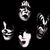 Animated contact sheet showing four distinct hand gestures and a fiery 'KISS' logo on black background.