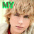 A person with light brown hair and a red collar appears in three distinct text overlays: 'MY' in green, 'HOT' in blue, and 'LOVER CODY!!!' in yellow.