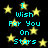 Black background with yellow stars and cyan text reading "I Wish For You On Stars" in pixelated font.