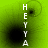 Green background with vertical white text 'HEY YA' and shifting black circular patterns across four