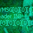 Animated green pixelated pattern with repeating cyan text fragments and a gray rectangular overlay in the bottom-right corner.