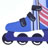 Static pixelated icon of a blue roller skate with black wheels and accents, partially visible against a white background.