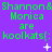 Purple background with green text repeating "Shannon & Shannon & Shannon & Monica are koolkats(:" and white star-like symbols changing across frames.