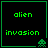 Four identical pixel-art display green text and icons on black backgrounds with green borders