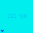 A cyan background displays multiple blue heart icons in various vertical stacks, with 'CSC '08' text repeated across the top.