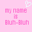 Pixelated pink background with a white heart symbol above text reading 'my name is Bluh-Bluh' in two identical sections.