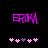 Two side-by-side pixelated displays of 'ERIK' in bright magenta with five pink and purple plus signs below each, differing slightly in sign arrangement.