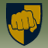 Golden fist icon on dark blue shield background with yellow accents, pixelated style.