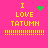 Pixel art icon with bright pink background displaying yellow text "I LOVE TATUMN" and dotted lines, featuring animated green heart or particle effects.