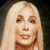A 2x2 contact sheet of four animated frames showing a blonde woman's face with the text "CHER" in varying opacity and position across frames.