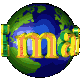 Animated sequence of Earth globe with changing text overlays showing 'mama', 'mail', and single letters in yellow-orange gradient font.