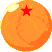 Six orange spherical objects with red stars, arranged in a pattern on gray background