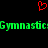 Red pixelated heart symbol above green text reading 'GymnasticGymnastics' on black background.