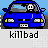Pixelated cartoon cars in blue and green with driver faces, arranged in showing sequential damage states from intact to shattered red windshields