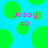 Pixelated image with bright cyan background and green circles, displaying pink text 'Jossy =R' in two identical sections.