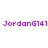 Pixelated purple text "JordanG141" repeated twice horizontally in two on a white background