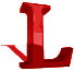 Red 3D letter Ls with gradient shading arranged in a on white background, showing animation progression from top to bottom