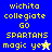 Pixelated text reads 'wichita collegiate GO SPARTANS magic year' with a small white star on blue background and a blue star on yellow background.
