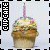 Pixelated cupcake icon with colorful sprinkles, a single pink candle, and vertical text reading 'CUPCAKE' on the left side.