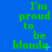 Green text on blue background reads "I'm proud to be blonde" with small cyan and white pixel artifacts near the word "blonde".
