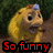 Animated sequence of a cartoon character with yellow fur and brown spots, showing text overlays in red pixelated font.